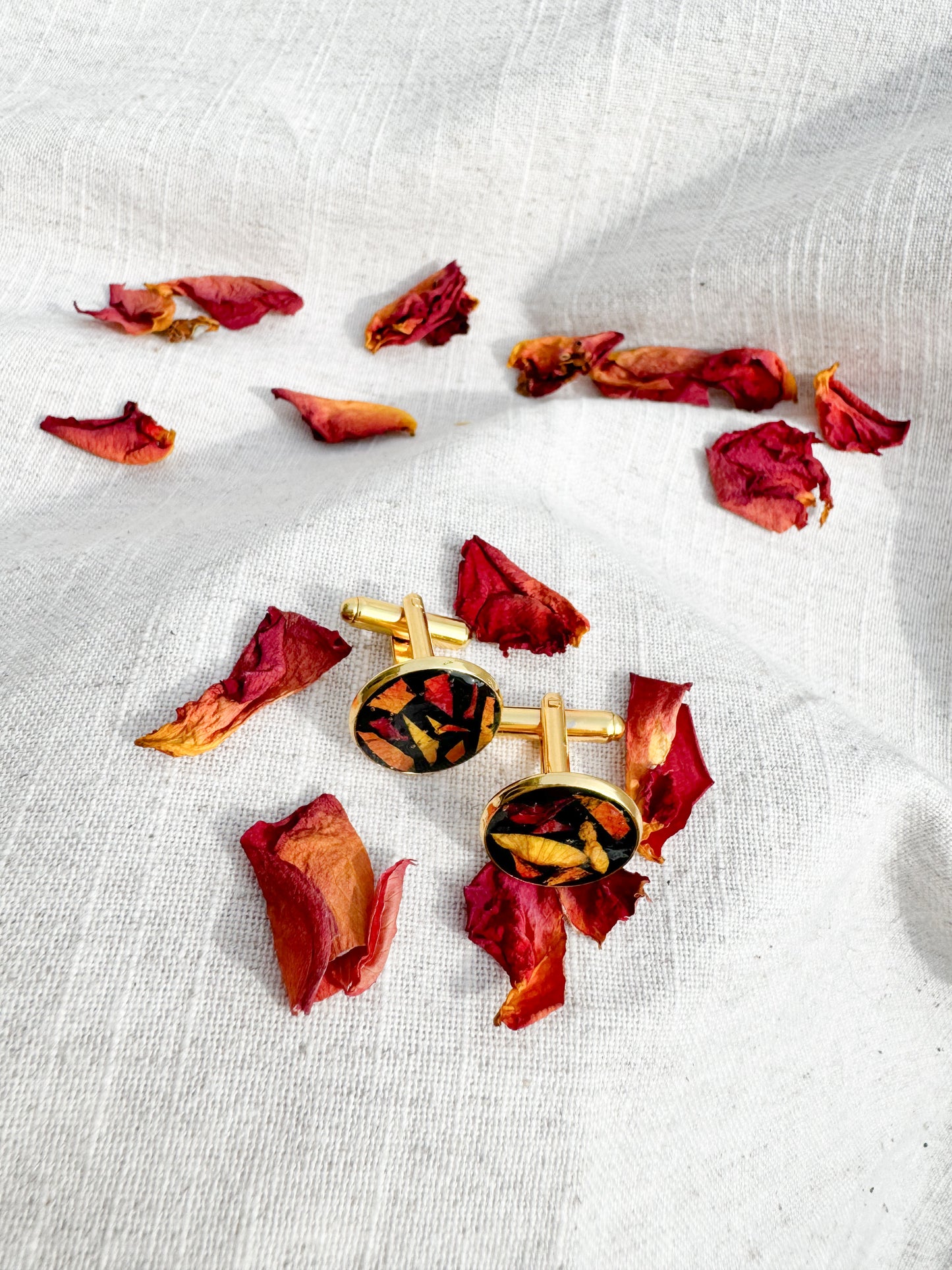 Custom Pressed Flower Cufflinks – Made with Your Special Occasion Flowers