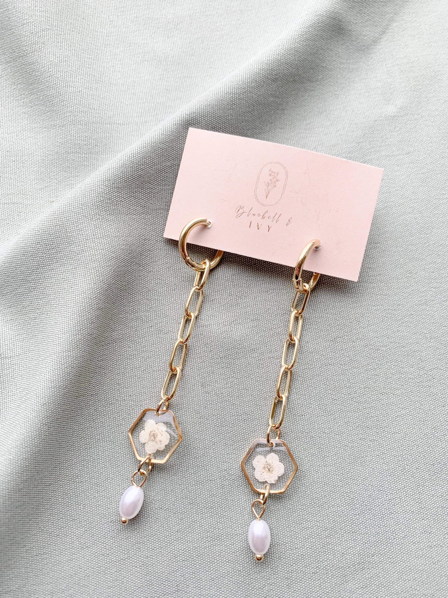 Gilded Petal & Pearl Dangle